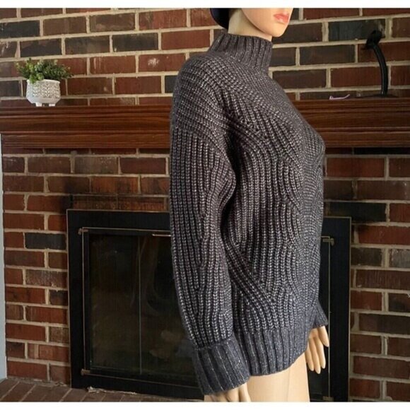 COLUMBIA Pine Street Mock Neck Wool Blend Heather Gray Sweater size XS Coat NEW - Picture 14 of 16